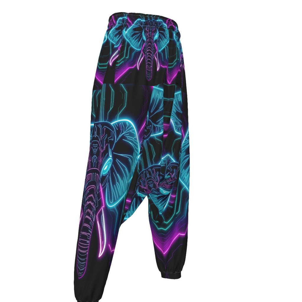 Neon Spirit Animal Elephant Harem Pants by Bazaar Design Style