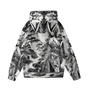 Anime Pin-up Girl Fox Hoodie with Ears by Bazaar Design Style