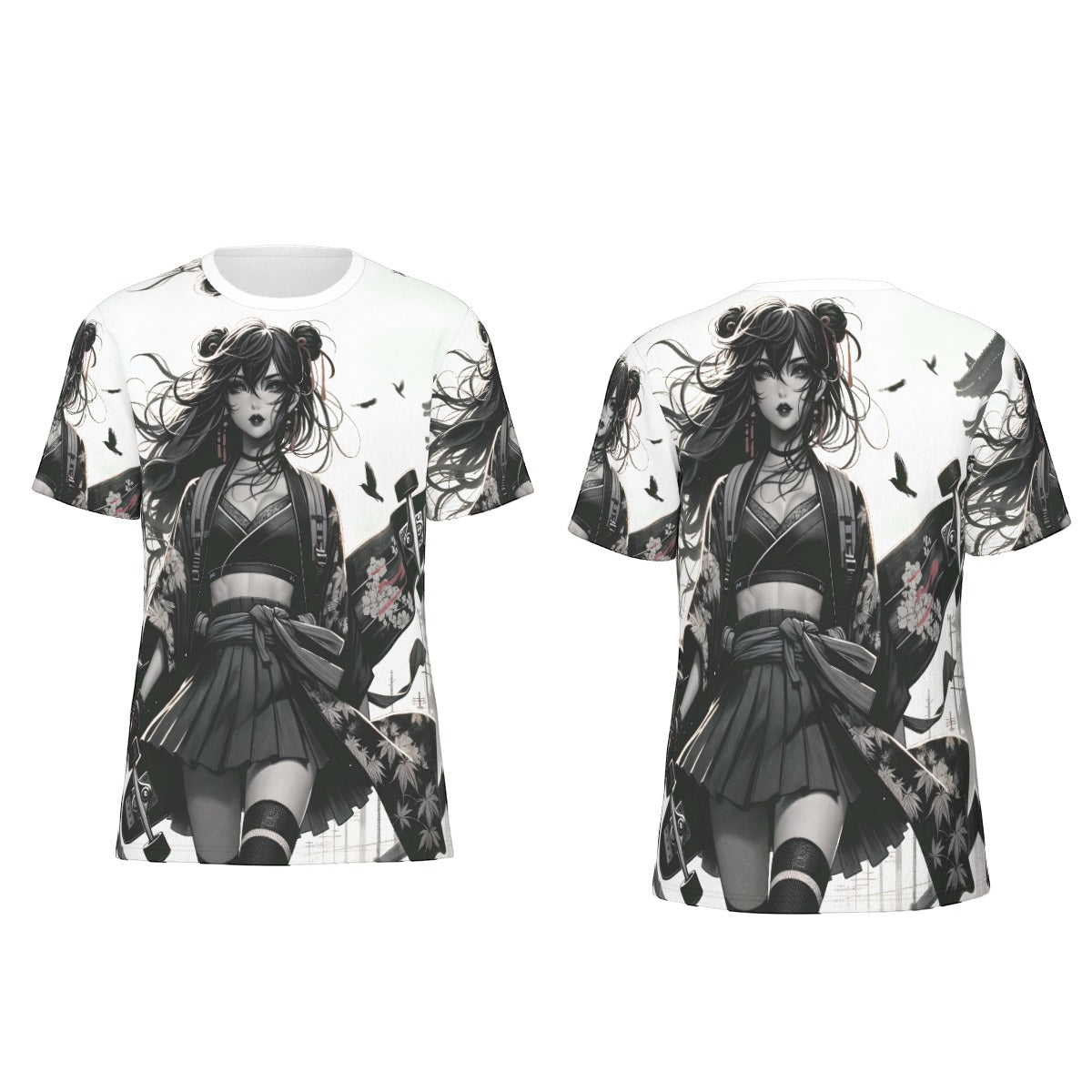 Anime Pin-Up Girl Longboard Cotton T-Shirt by Bazaar Design Style