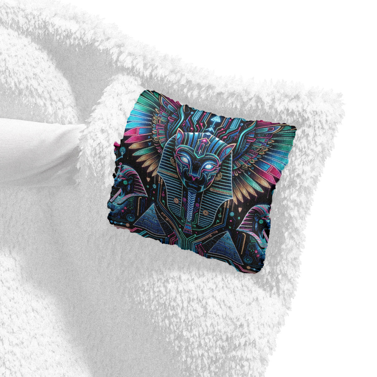 Egyptian Tech Bastet Hooded Sherpa Blanket