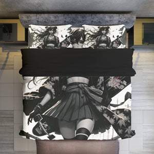 Anime Pin-up Girl Longboard 4-Piece Duvet Set by Bazaar Design Style (T,F,Q)