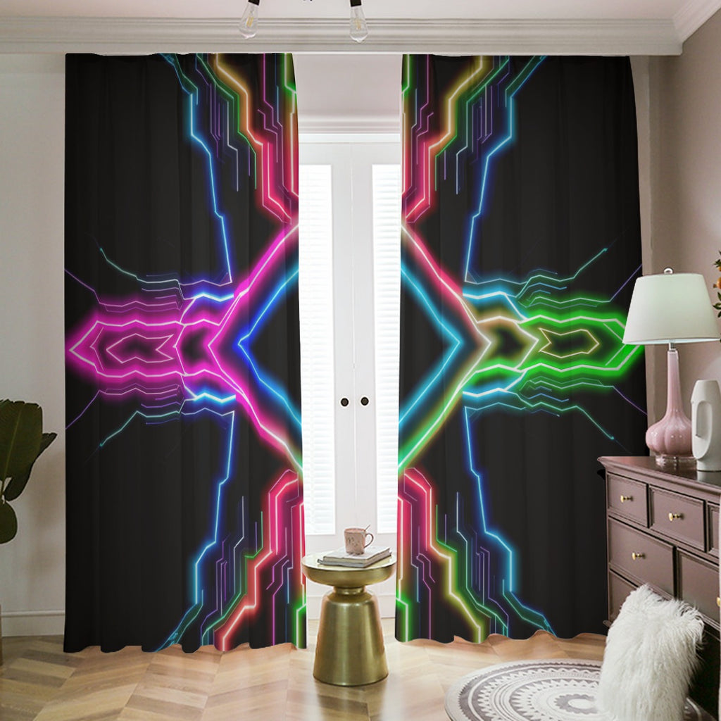Neon Tech Blackout Curtains with Hooks by Bazaar Design Style