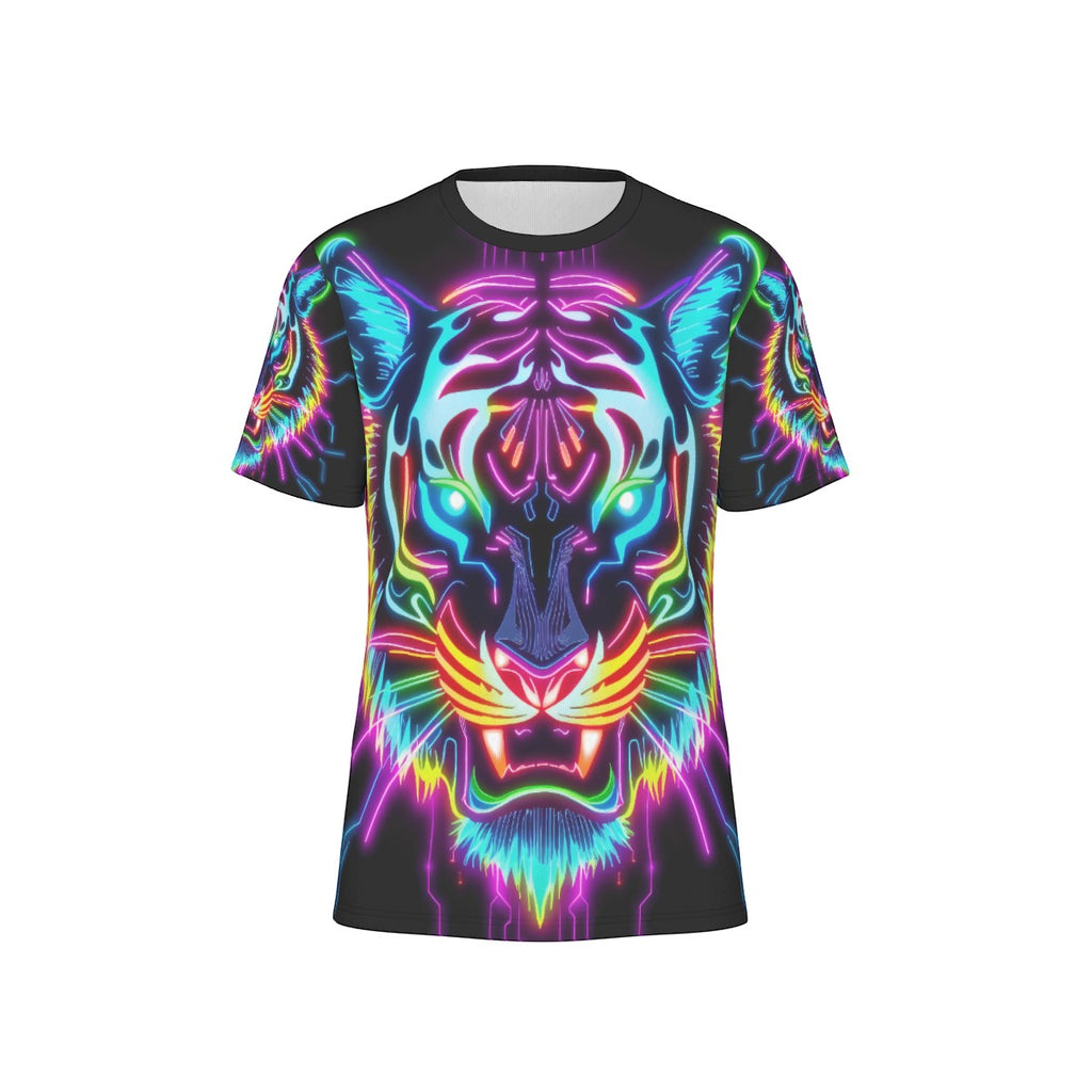 Neon Spirit Animal Tiger Cotton T-shirt by Bazaar Design Style