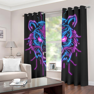 Neon Spirit Animal Bear Blackout Curtains with Grommets by Bazaar Design Style