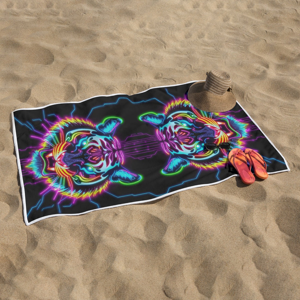 Neon Spirit Animal Tiger Beach Towel by Bazaar Design Style