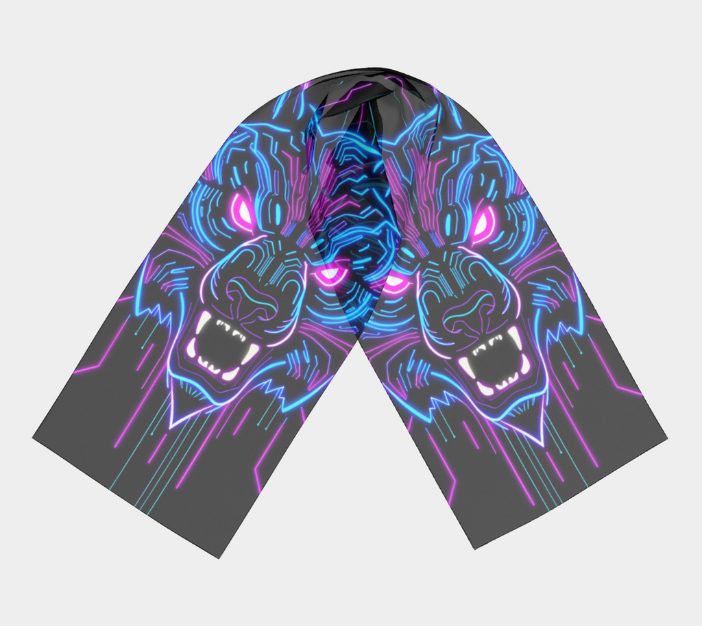 Neon Spirit Animal Bear Long Shawl by Bazaar Design Style