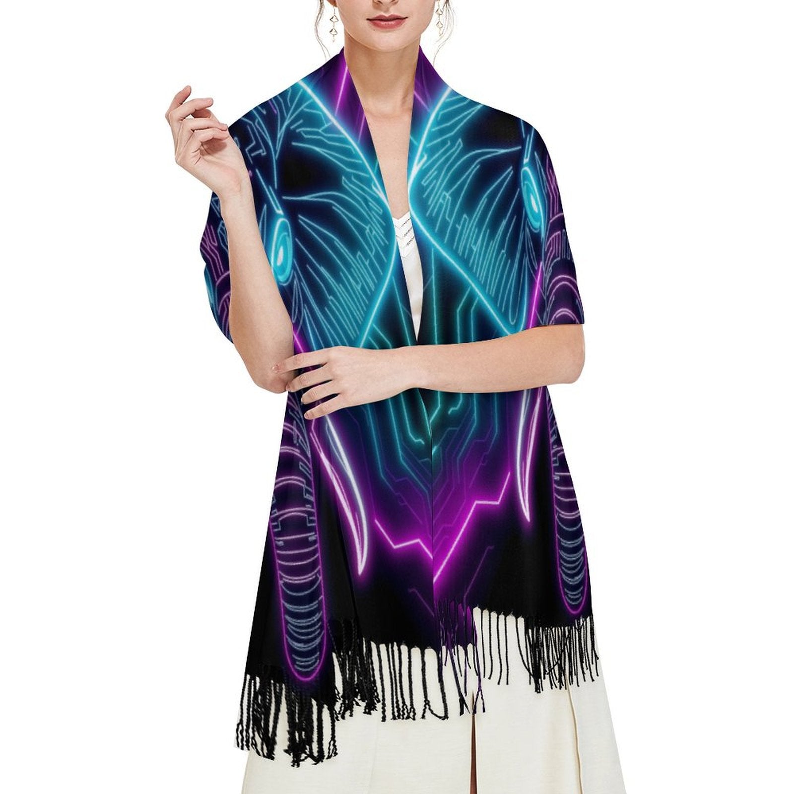 Neon Spirit Animal Elephant Pashmina by Bazaar Design Style