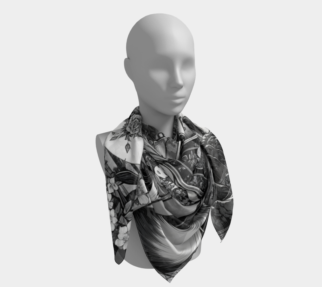 Anime Pin-up Girl Fox Square Shawl by Bazaar Design Style