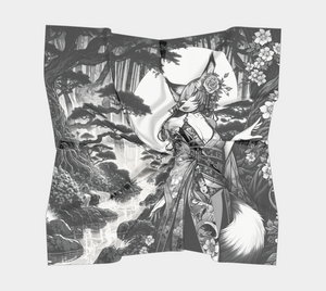 Anime Pin-up Girl Fox Square Shawl by Bazaar Design Style