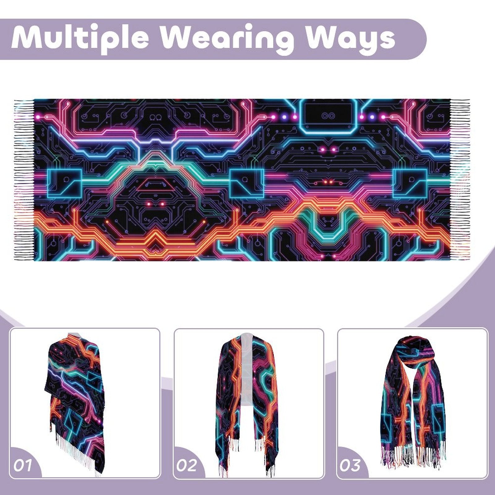 Neon Tech #2 Pashmina by Bazaar Design Style