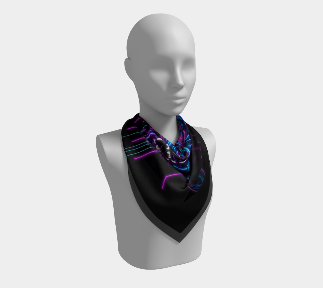 Neon Spirit Animal Bear Square Shawl by Bazaar Design Style