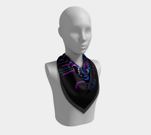 Neon Spirit Animal Bear Square Shawl by Bazaar Design Style