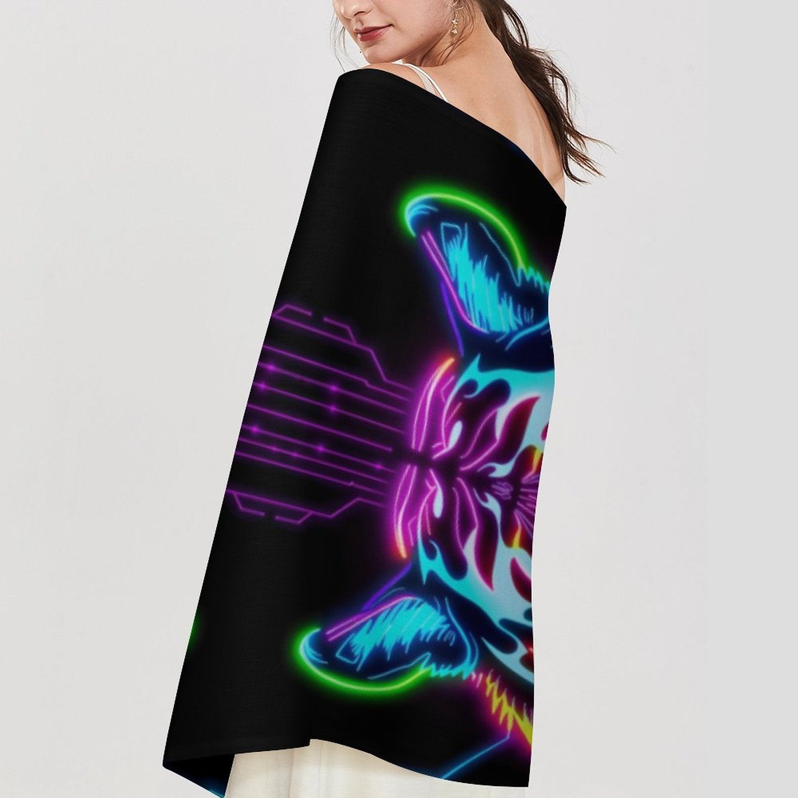 Neon Spirit Animal Tiger Pashmina by Bazaar Design Style