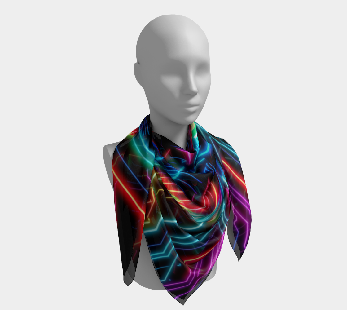 Neon Spirit Animal Wolf Square Shawl by Bazaar Design Style