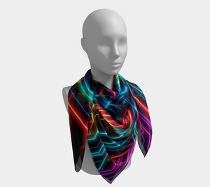 Neon Spirit Animal Wolf Square Shawl by Bazaar Design Style