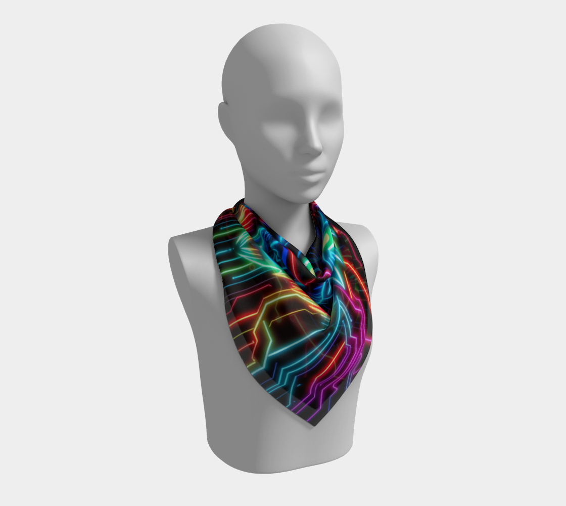 Neon Spirit Animal Wolf Square Shawl by Bazaar Design Style