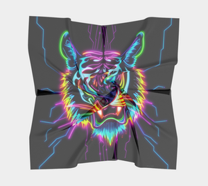 Neon Spirit Animal Tiger Square Shawl by Bazaar Design Style