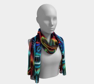 Neon Spirit Animal Wolf Long Shawl by Bazaar Design Style