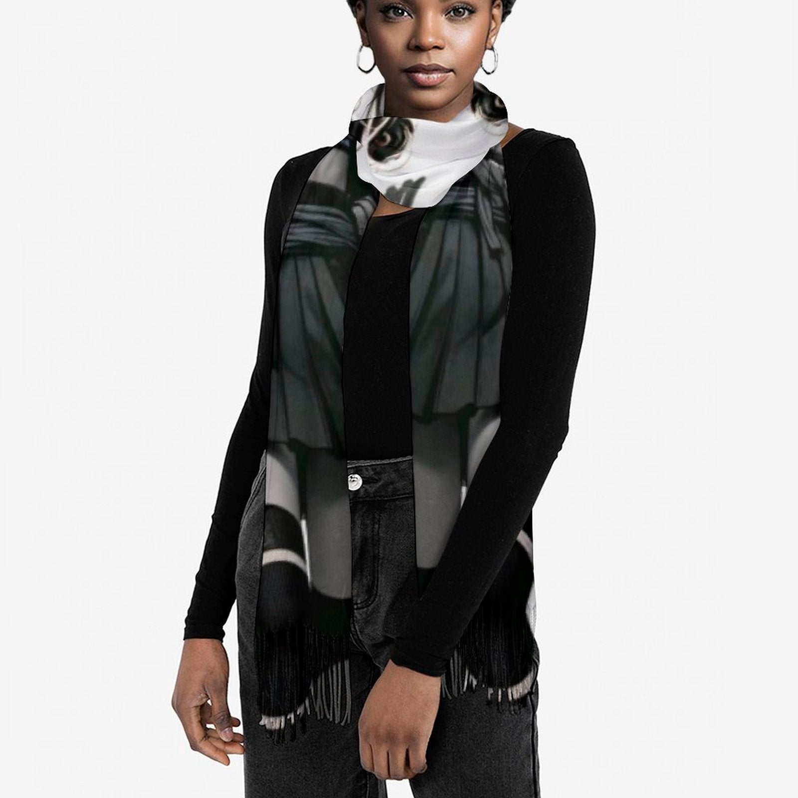 Anime Pin-Up Girl Longboard Pashmina by Bazaar Design Style