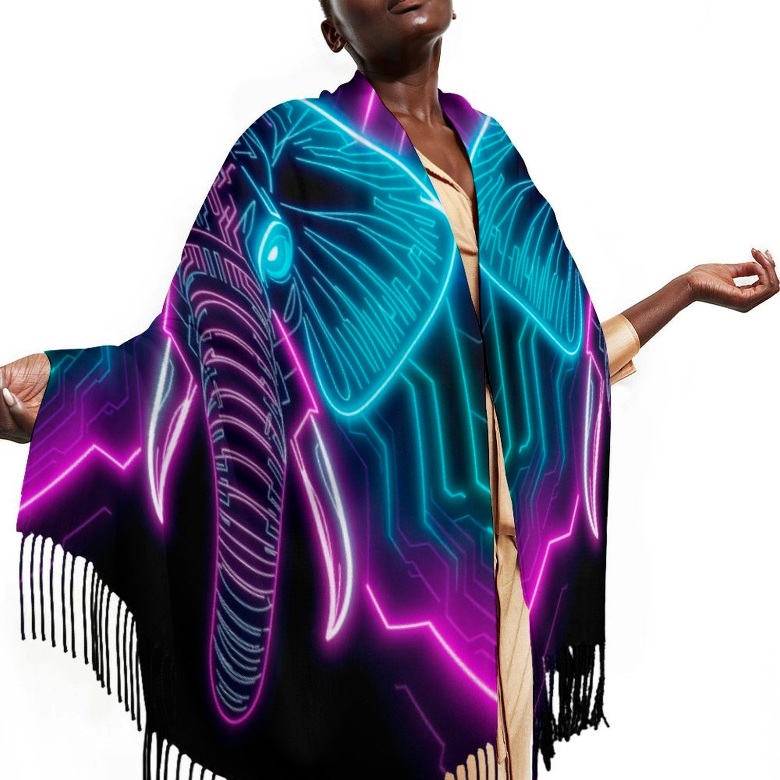 Neon Spirit Animal Elephant Pashmina by Bazaar Design Style