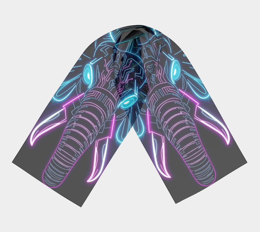Neon Spirit Animal Elephant Long Shawl by Bazaar Design Style