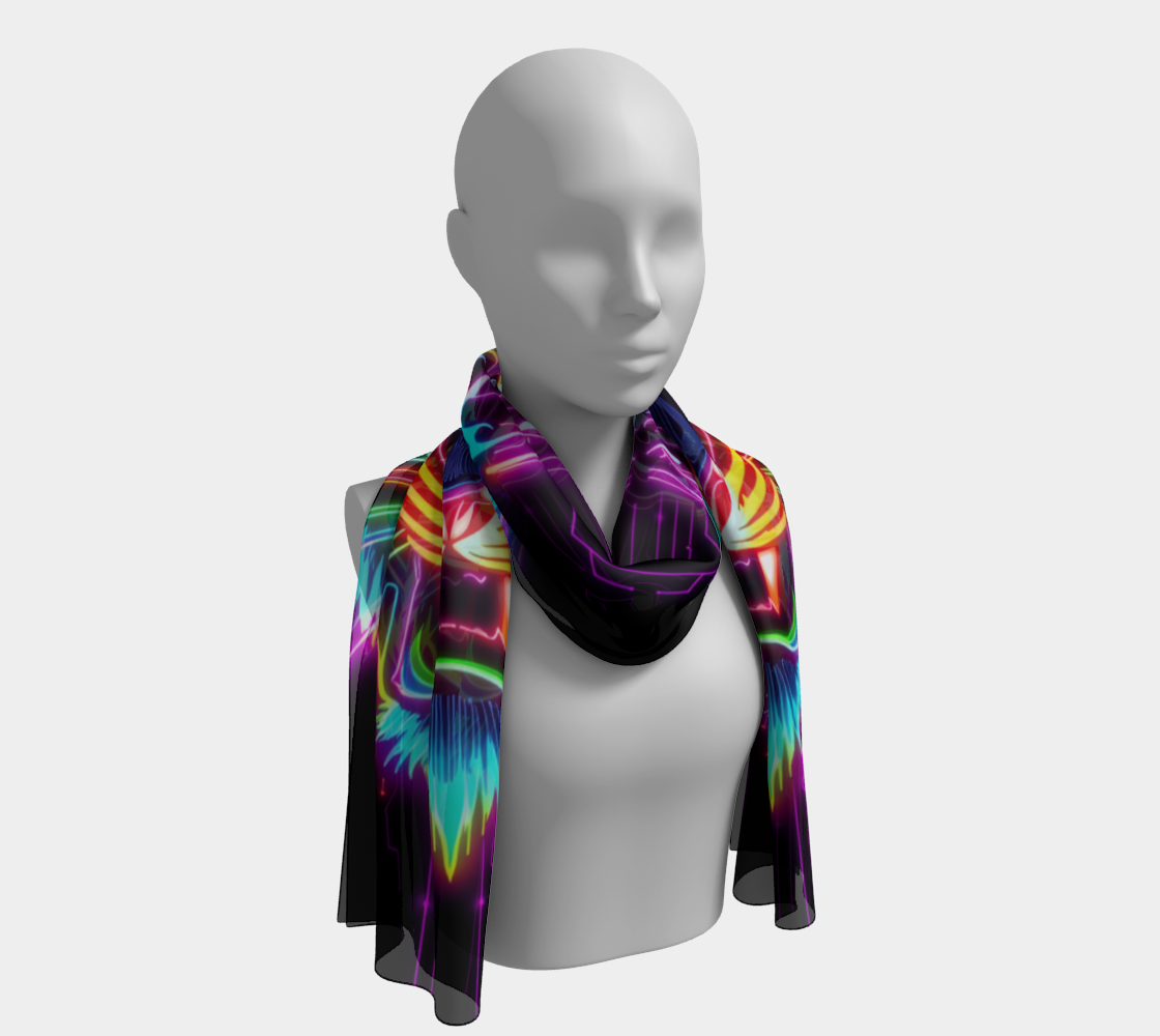 Neon Spirit Animal Tiger Long Shawl by Bazaar Design Style