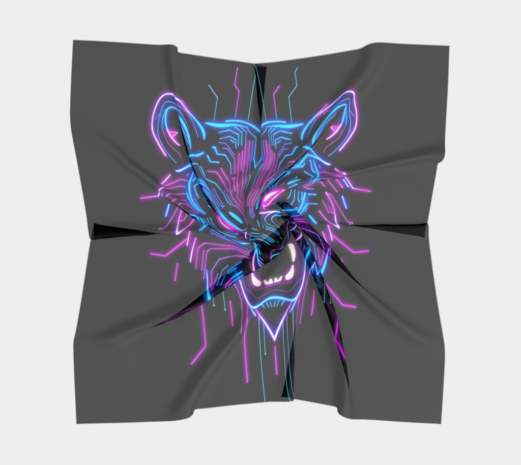 Neon Spirit Animal Bear Square Shawl by Bazaar Design Style