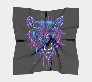 Neon Spirit Animal Bear Square Shawl by Bazaar Design Style