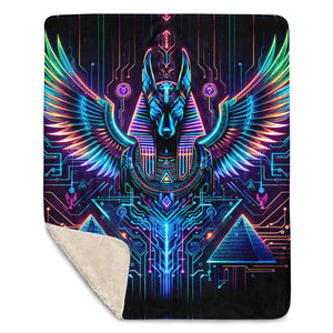 Egyptian Tech Anubis Sherpa Blanket by Bazaar Design Style