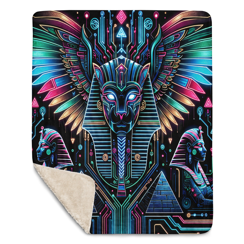 Egyptian Tech Bastet Sherpa Blanket by Bazaar Design Style
