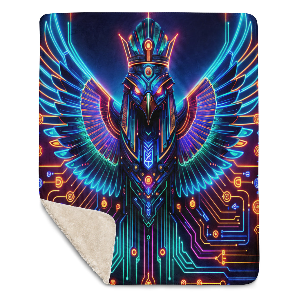 Egyptian Tech Horus Sherpa Blanket by Bazaar Design Style